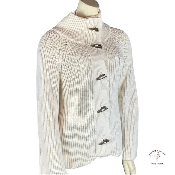 Talbots Chunky Sweater M Medium toggle buttons Cotton Cashmere Knit - Picture 3 of 12